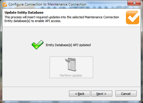 Update Entity Database Screen